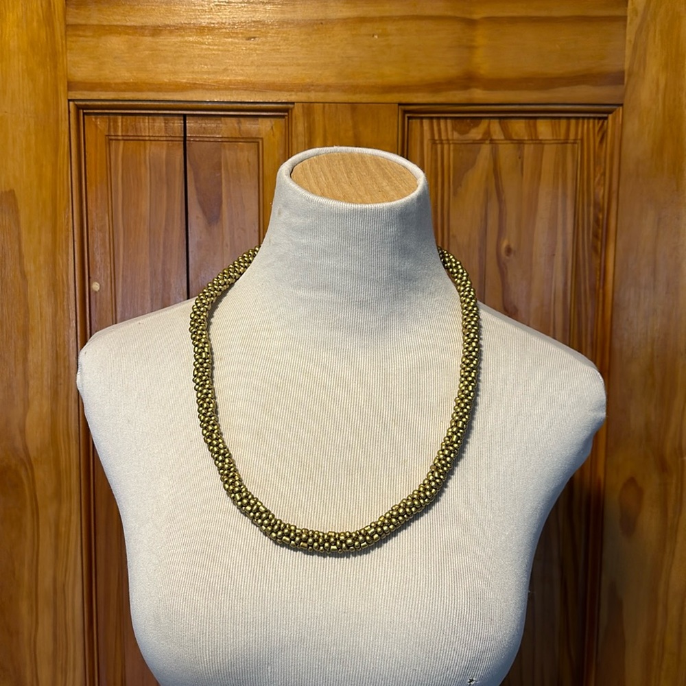 Gold crocheted rope necklace
